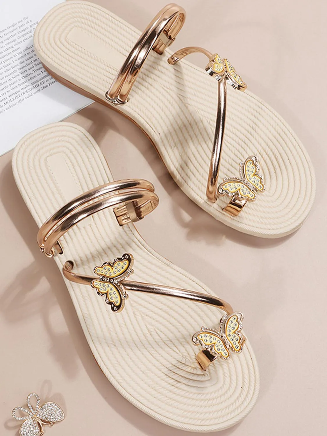 Amozae-Butterfly Decor Flat Slippers