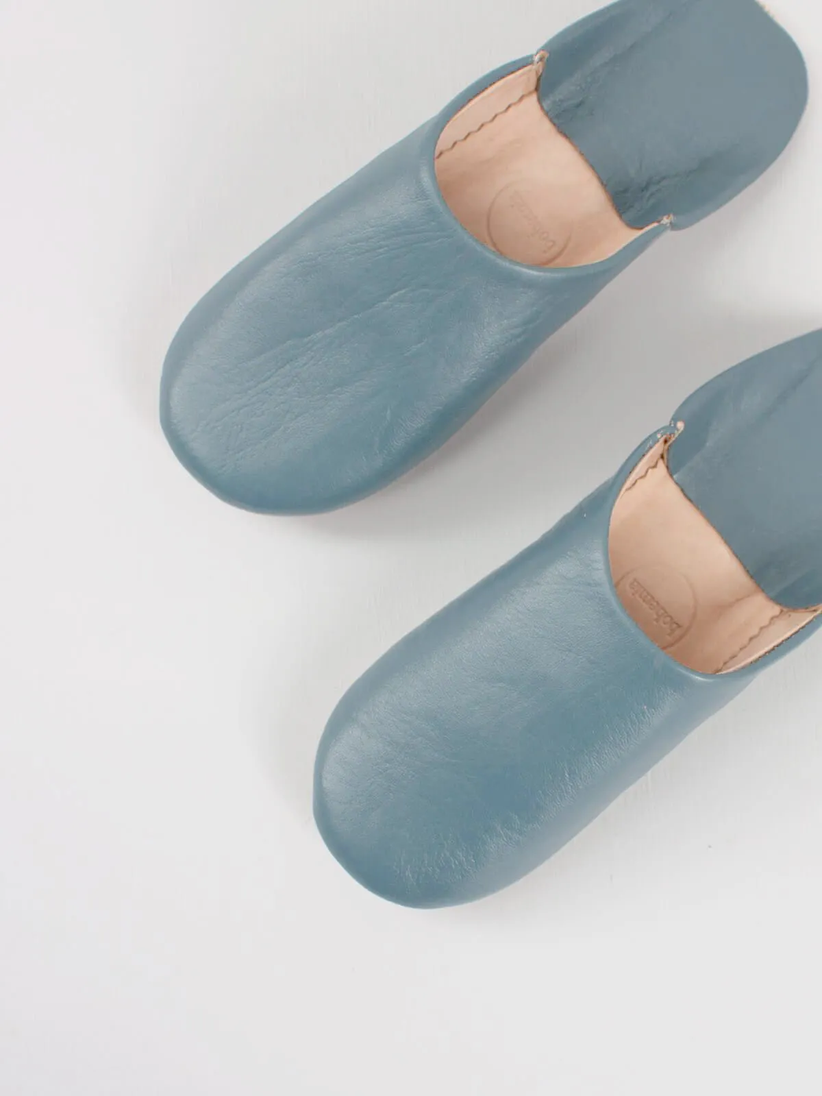 Bohemia Leather Babouche Slippers, Blue/Grey