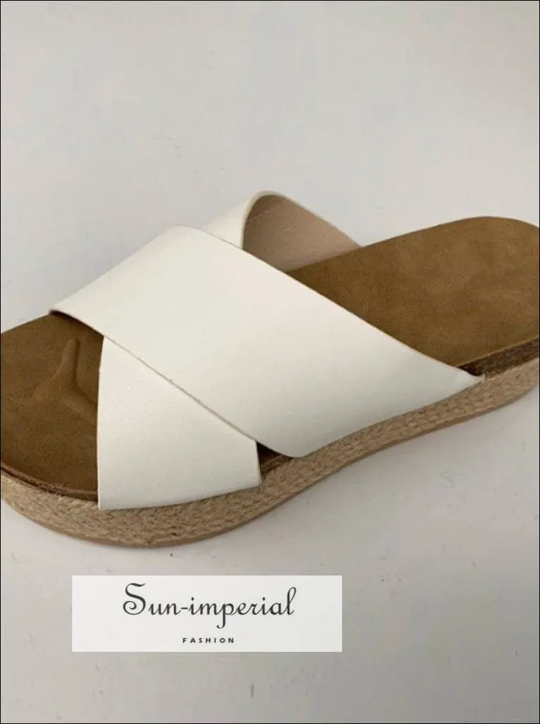 Brown Summer Women Slippers Open Toe Platform Casual Shoes each Ladies Outdoor Flip Flops X Shape