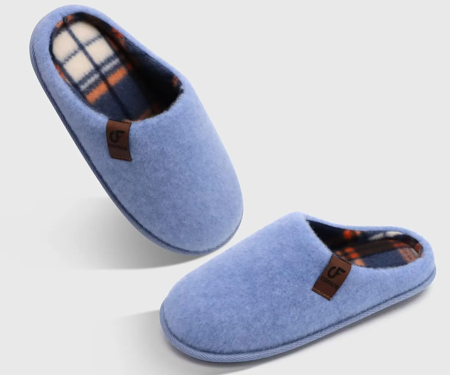COFACE Unisex Mens Womens Cozy Memory Foam Scuff Slippers Casual Slip On Warm House Shoes Indoor/Outdoor Felt Sandal Slippers With Arch Support Rubber Sole Size 4-15