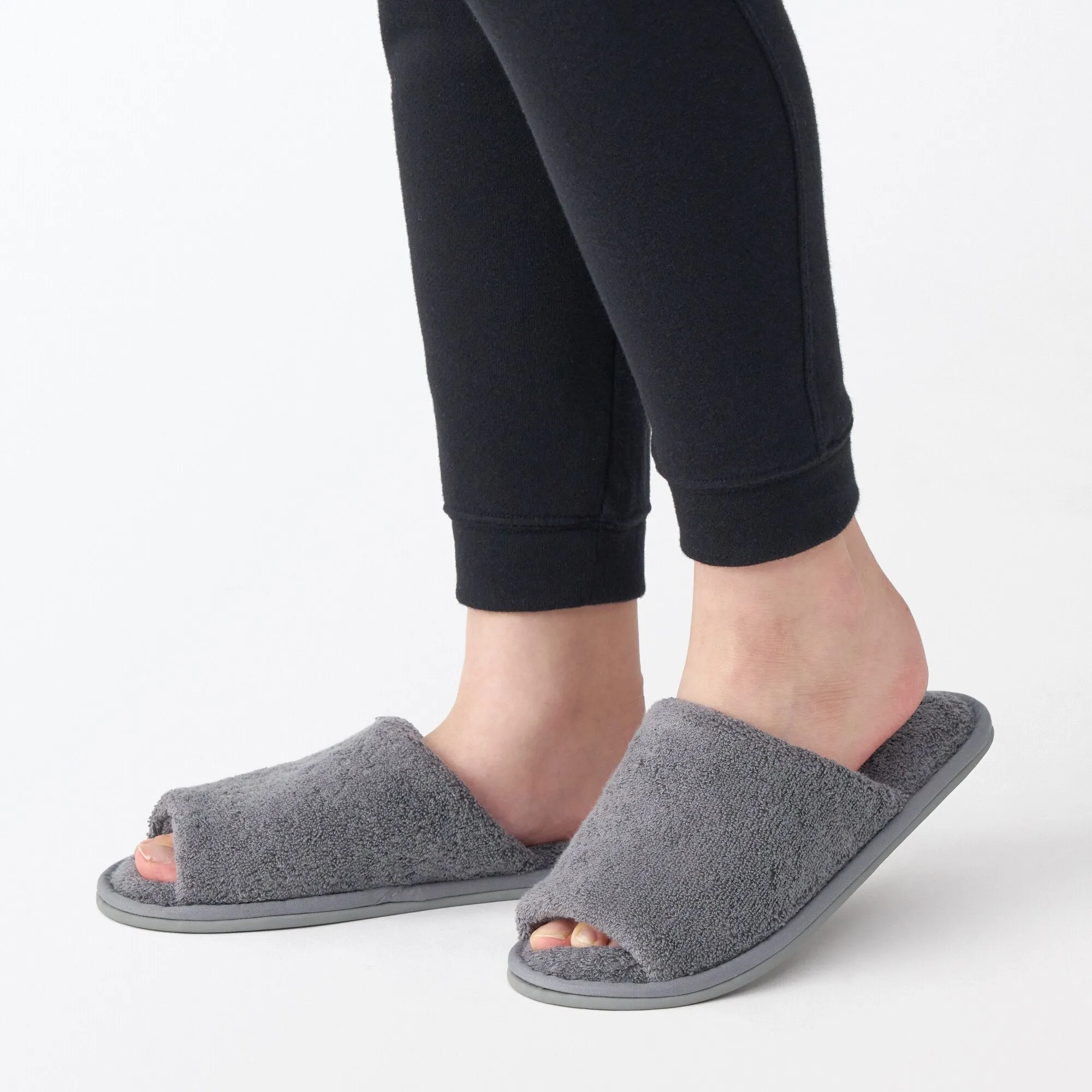 Cotton Pile Open Toe Slippers