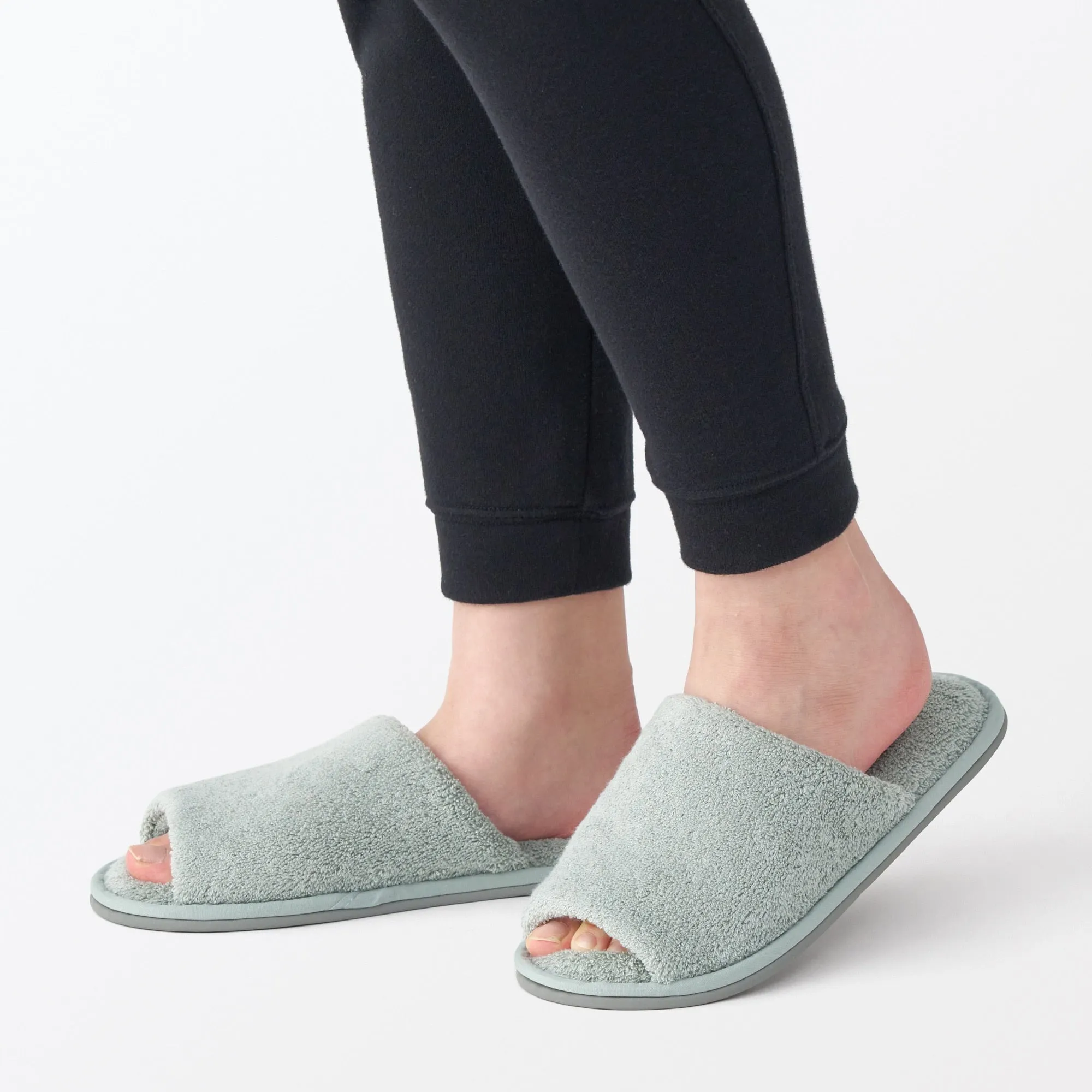 Cotton Pile Open Toe Slippers