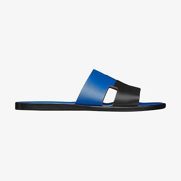 Hermes Epsom Bi Color Izmir Mens Sandals Blue and Black