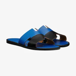 Hermes Epsom Bi Color Izmir Mens Sandals Blue and Black