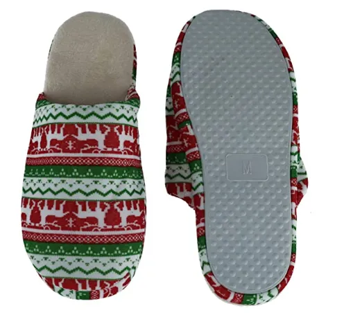 Men's Nordic Pattern Christmas Holiday Slippers