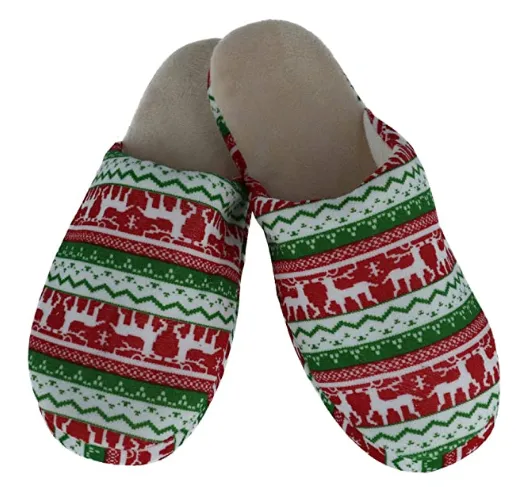 Men's Nordic Pattern Christmas Holiday Slippers