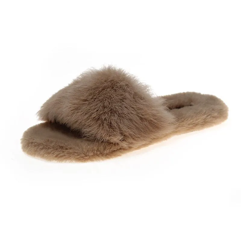 Rabbit Hair Slippers for Women