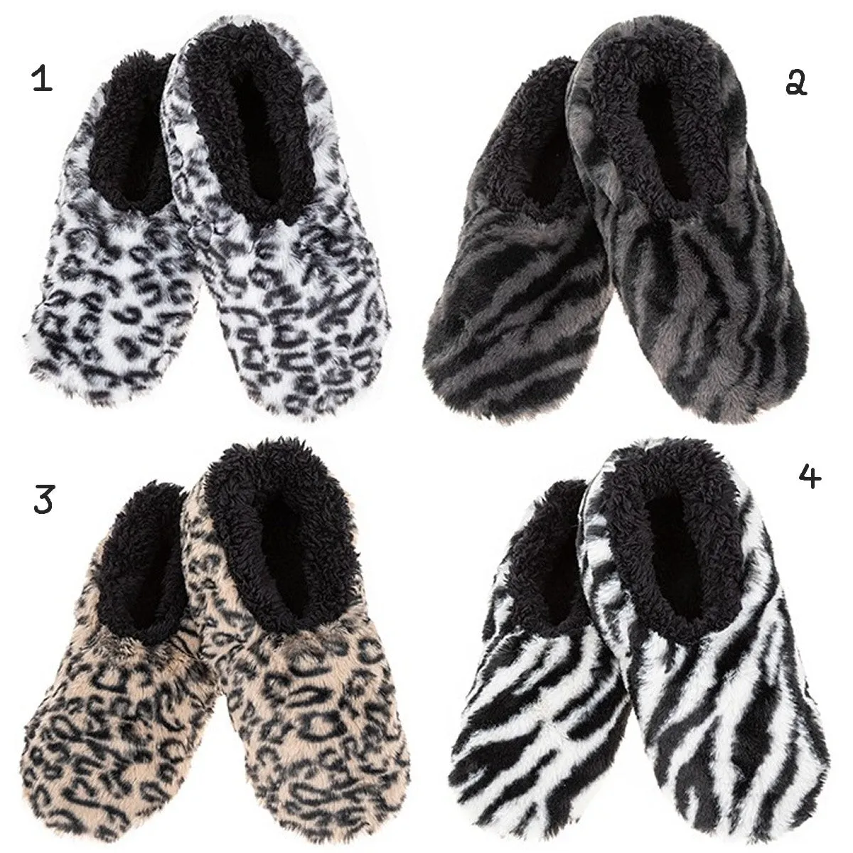 Snoozies Wild Sassy Side Fluffy Slip on Slippers (Choice of 4)