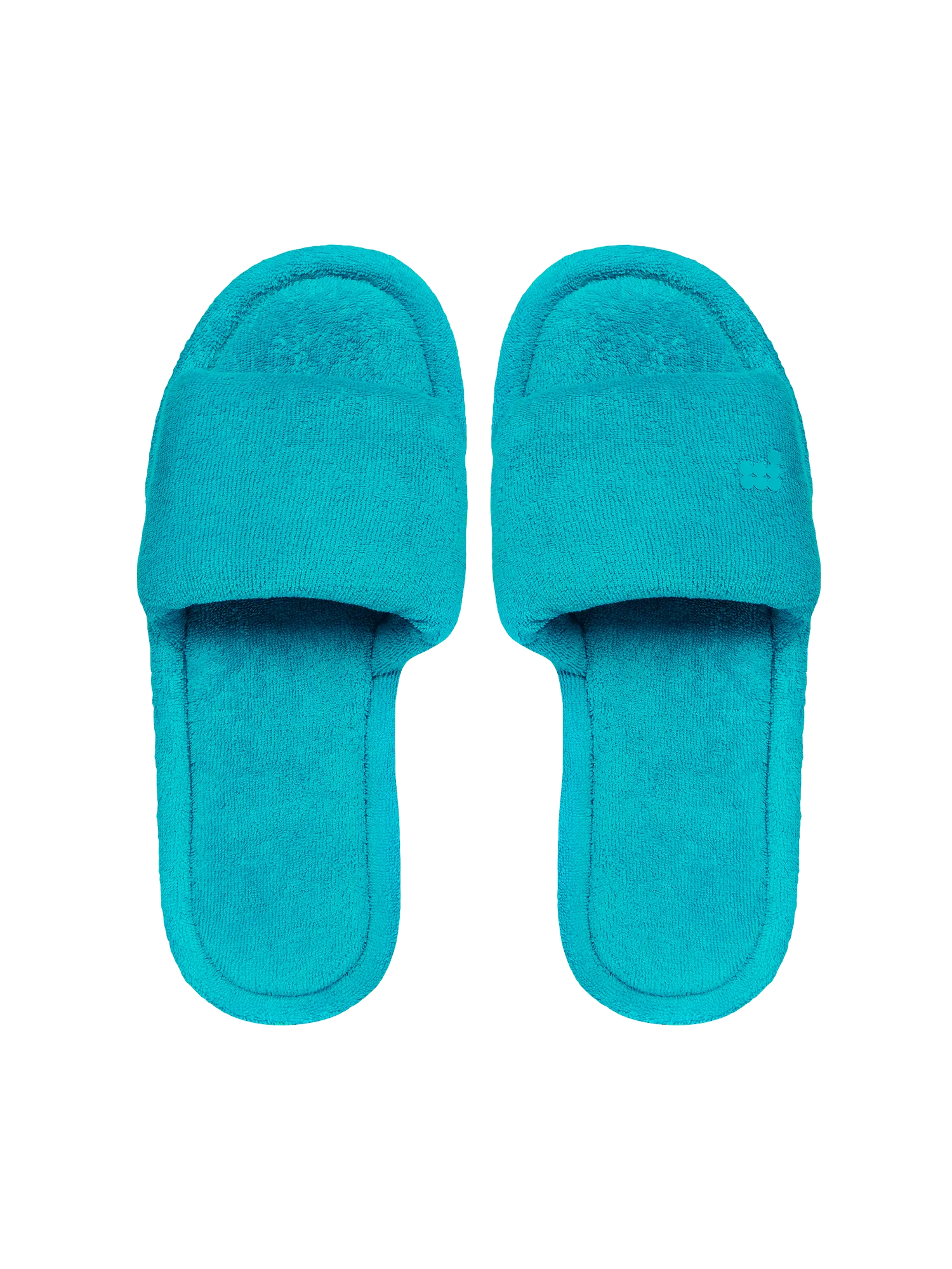 Summer Towelling Slippers—peacock blue