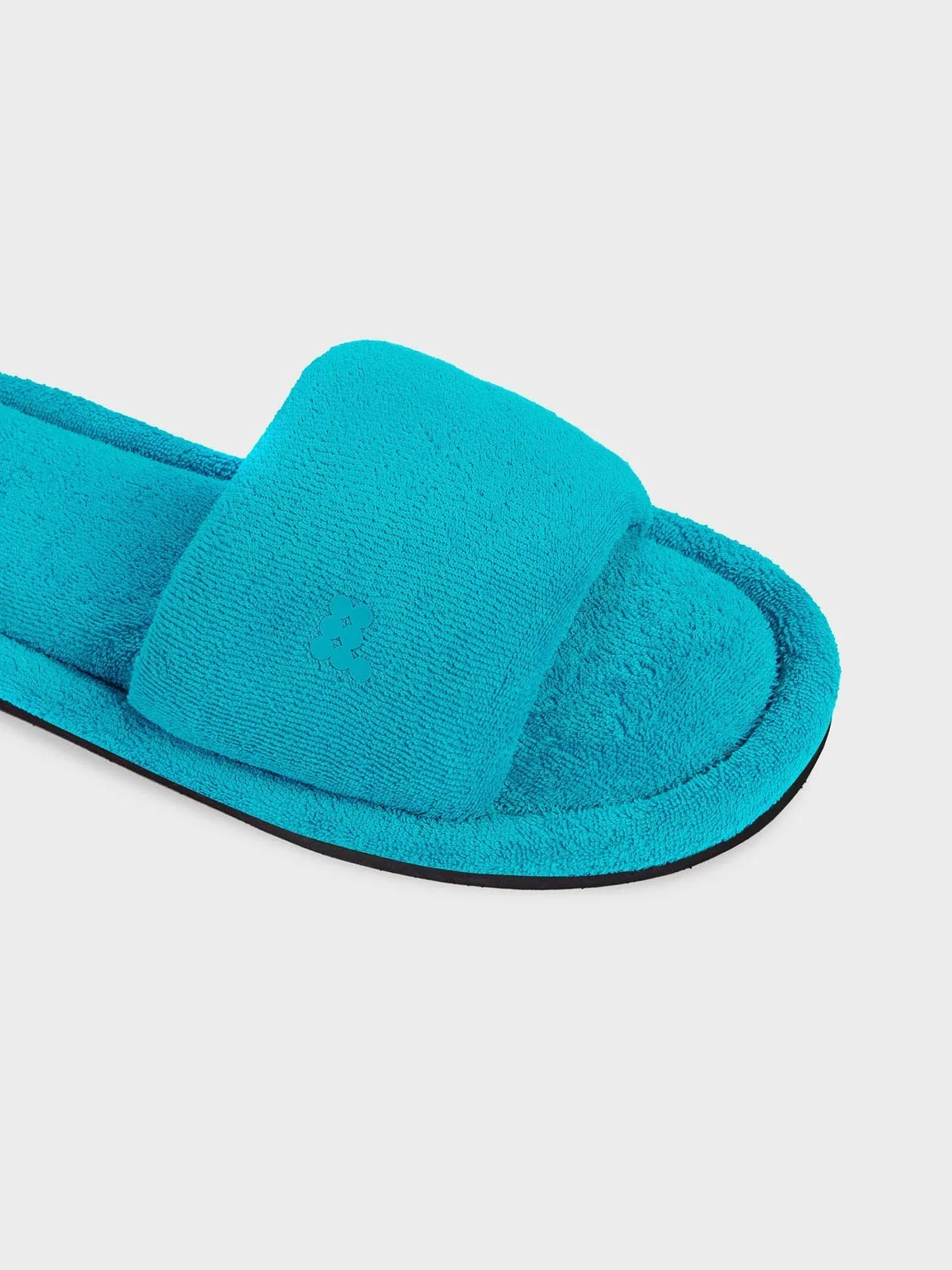 Summer Towelling Slippers—peacock blue